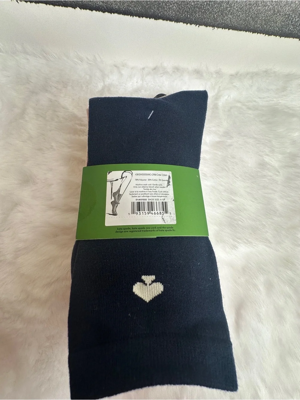 kate spade White Crew Socks with Red Lip and Navy Floral Motifs